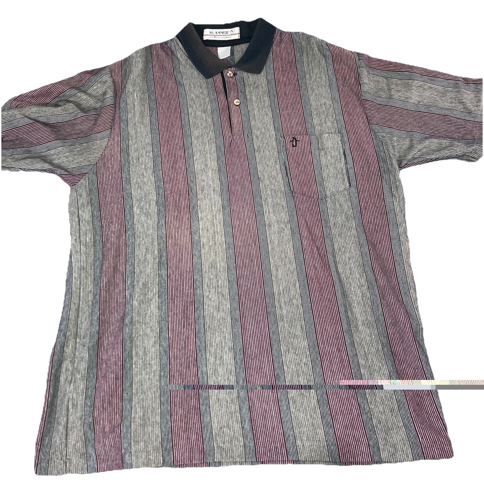 Vintage Munsingwear Slammer Polo Mens Xl Usa Striped Penguin Golf